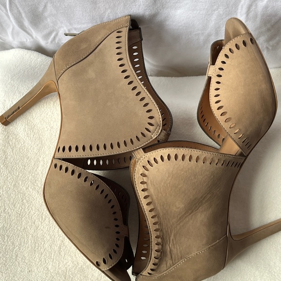Klub Nico Mallia Open Toe Cut out Pumps Dress High Heel Booties - Nubuck - 7 sz - Picture 6 of 11